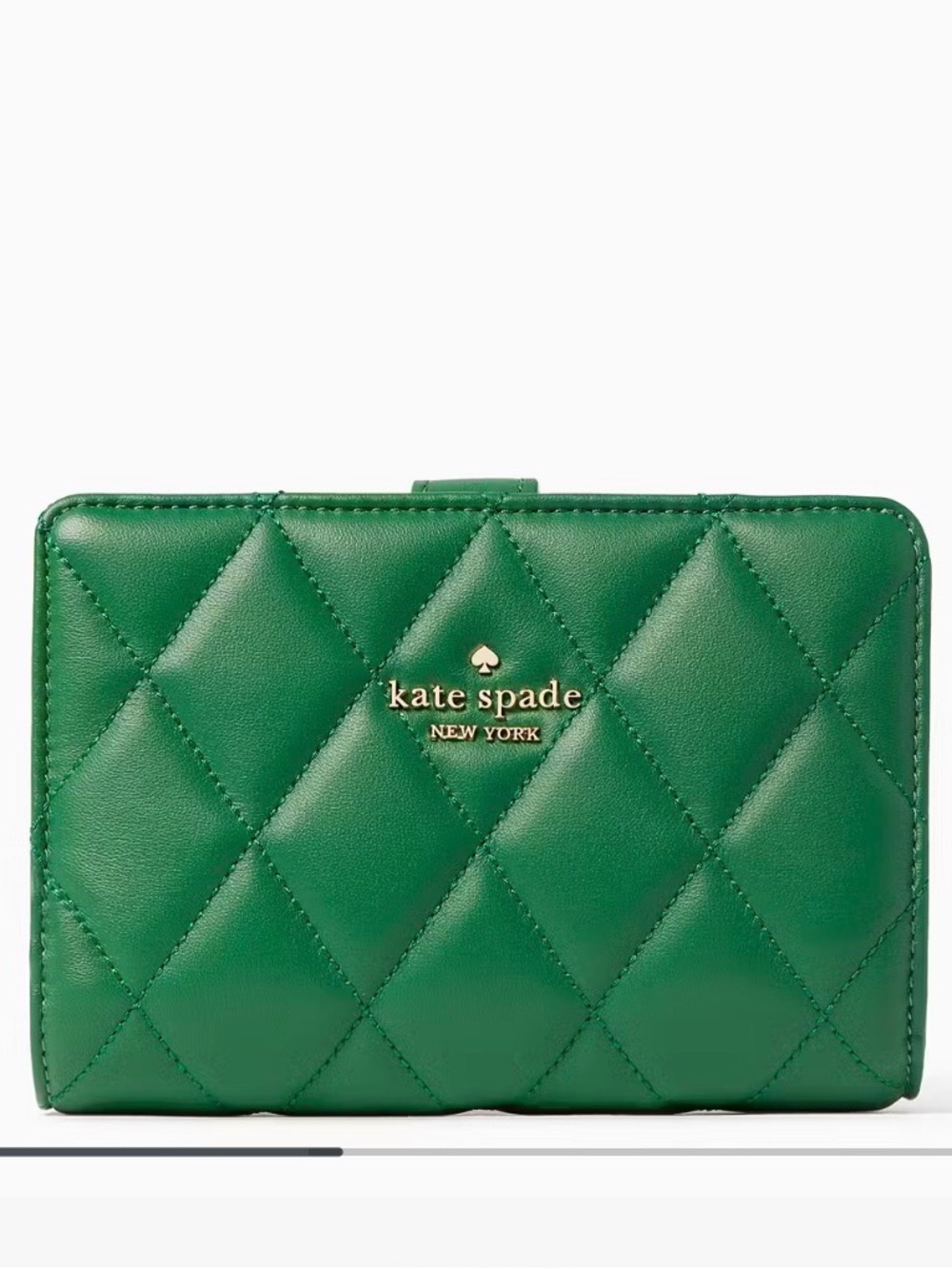 Kate Spade‎ Carey Quilted Leather Medium Compact Bifold Wallet Green Bean